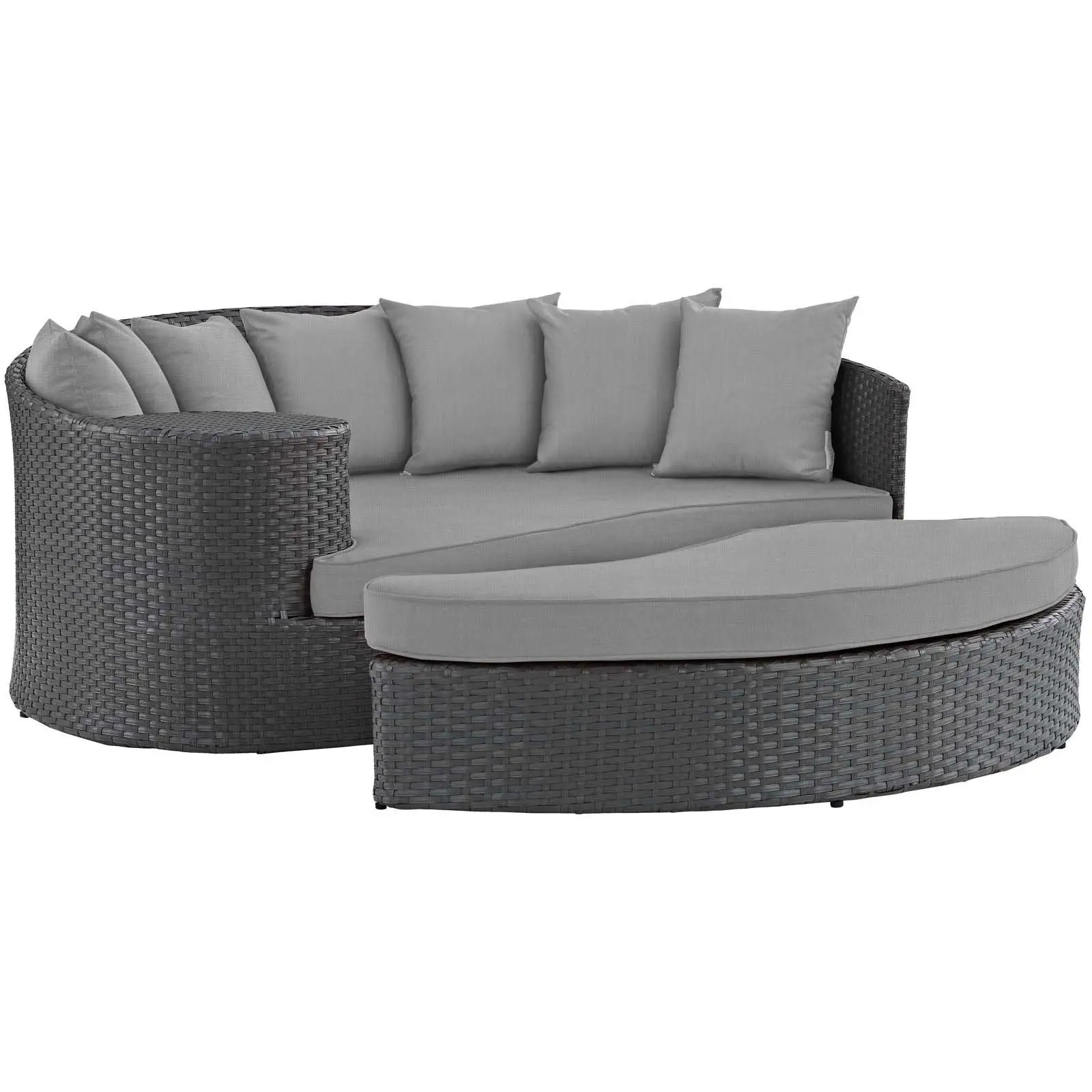 Modernes Freiluft-Patio PE Rattan-Lounge-Stuhl-Set Sonnenbade-Sofa-Bettmöbel