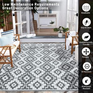 Lớn Có Thể Đảo Ngược Trong Nhà-Ngoài Trời Thảm Nhựa Sàn Ban Công Dã Ngoại Thảm Có Thể Giặt Cho Du Lịch Ngoài Trời Trang Trí Nội Thất Tăng Cường Không Gian Phòng - Product Image 6