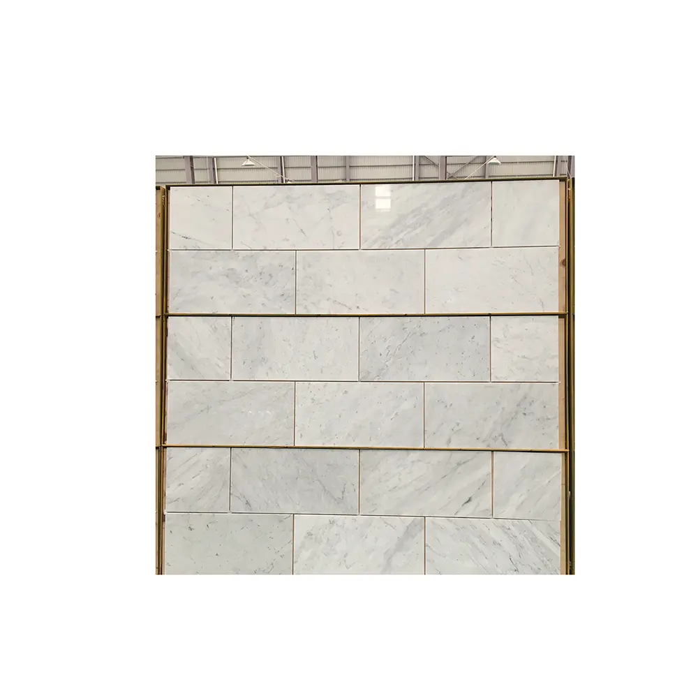 Ladrilhos de piso de mármore branco Carrara branco polido grau A China 600x300mm cortados em tamanho com preços acessíveis
