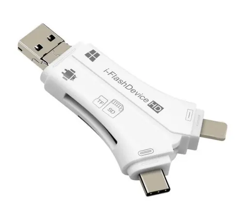IFlash Drive 4 en 1 Adaptador de lector de tarjetas USB TF para iPhone pro 11 X max 6 6s 7 8 para iPad para Macbook para Android