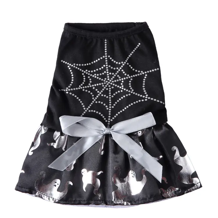 Vestido negro para mascotas de Halloween Spider Web y Ghost Dog Tutu Puppy Dog Bowtie Dress