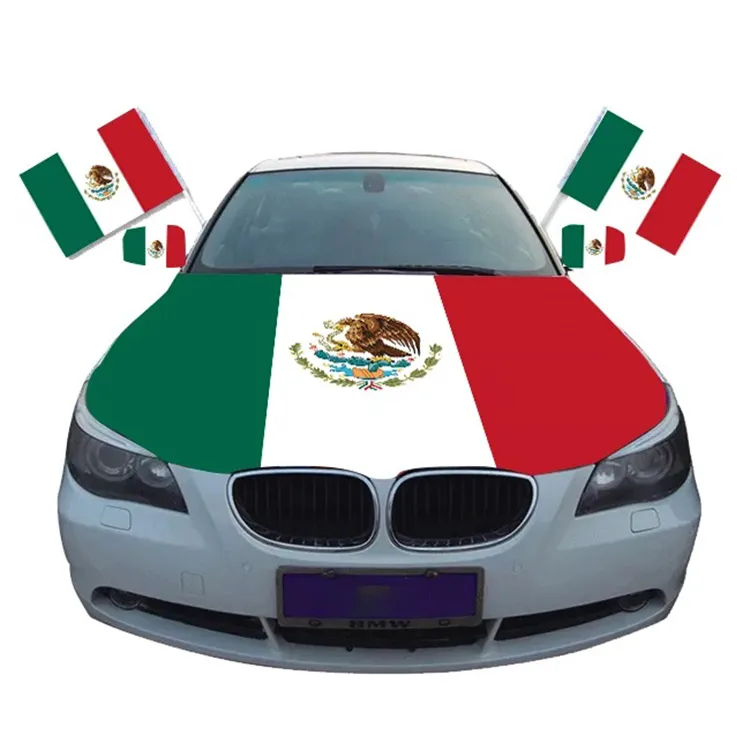 Bandera de ventana de coche mexicana Telas elásticas de todos los países Bandera de capó de coche Bandera de México Cubierta de espejo de capó de coche