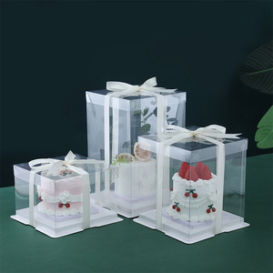 Wholesale Transparent Cake <strong>Box</strong> <strong>4</strong> &quot;6&quot; Double-layer 3-in-1 Birthday Baking <strong>Box</strong> Children's Snacks Take-<strong>away</strong> Gift <strong>Box</strong> - Product Image 6