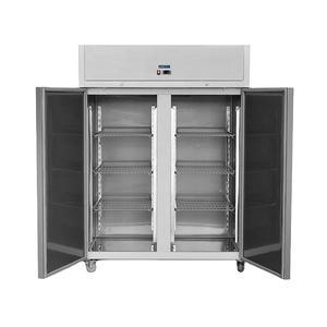 Stainless Steel Air Cooling <strong>Chiller</strong> Restaurant Double Door Fridge Stand up Deep Freezer Commercial Kitchen Upright Refrigerator