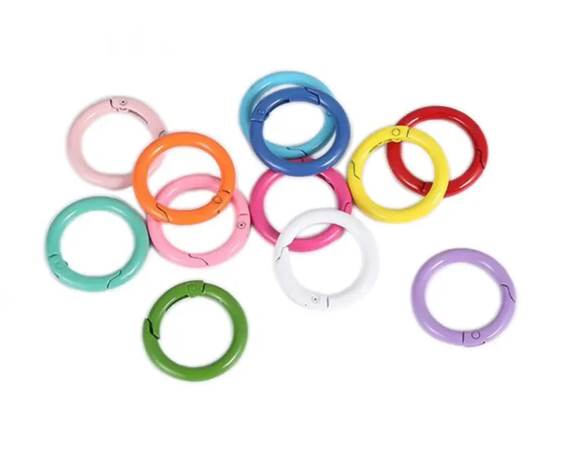 Anneau rond coloré en forme de O, mousqueton, boucles de clé, porte-clés, 100 pièces, clips