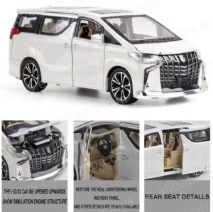 本物のライセンス1:24アルファードキャスティング合金車モデルミニカー光と音の子供がいる金属製のプルバックカーモデル - Product Image 5