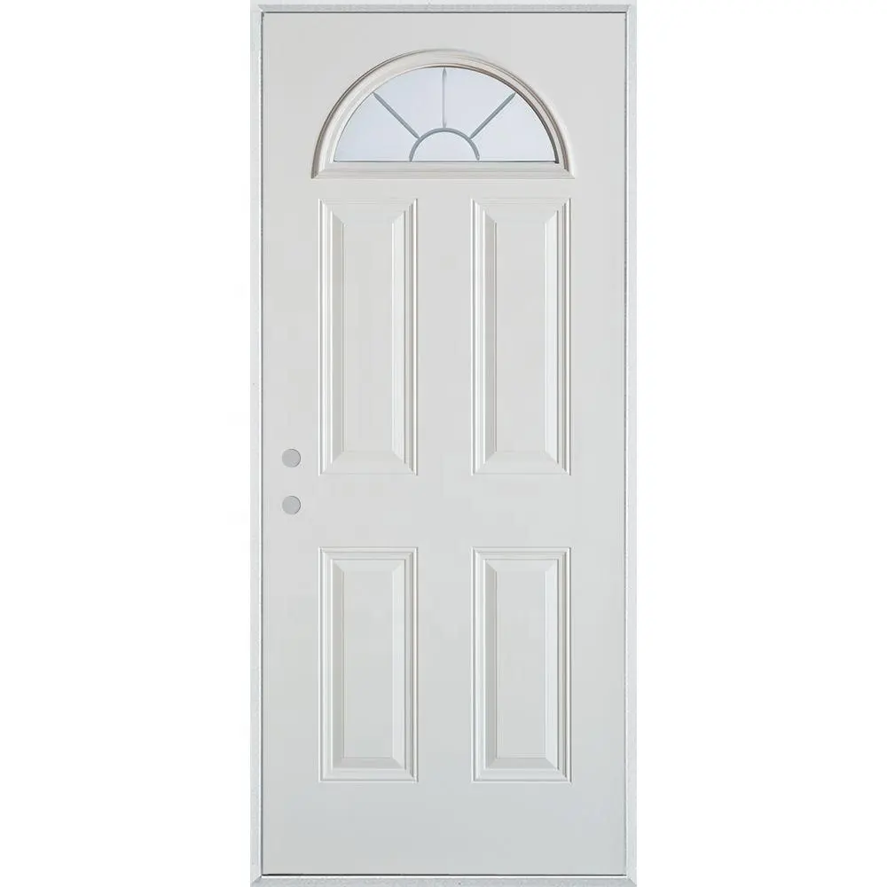 Vendita calda pannello decorativo porta porte interne mezza luna inserti di vetro anima cava porta in legno acciaio