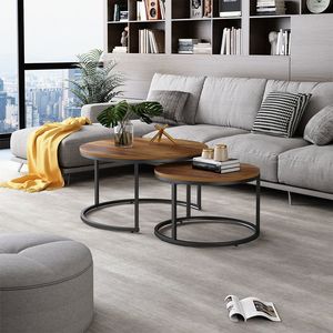 Circular and MDF <strong>Nesting</strong> Round Coffee <strong>Table</strong> Set of 2 <strong>End</strong> <strong>Tables</strong> for Living Room - Product Image 3