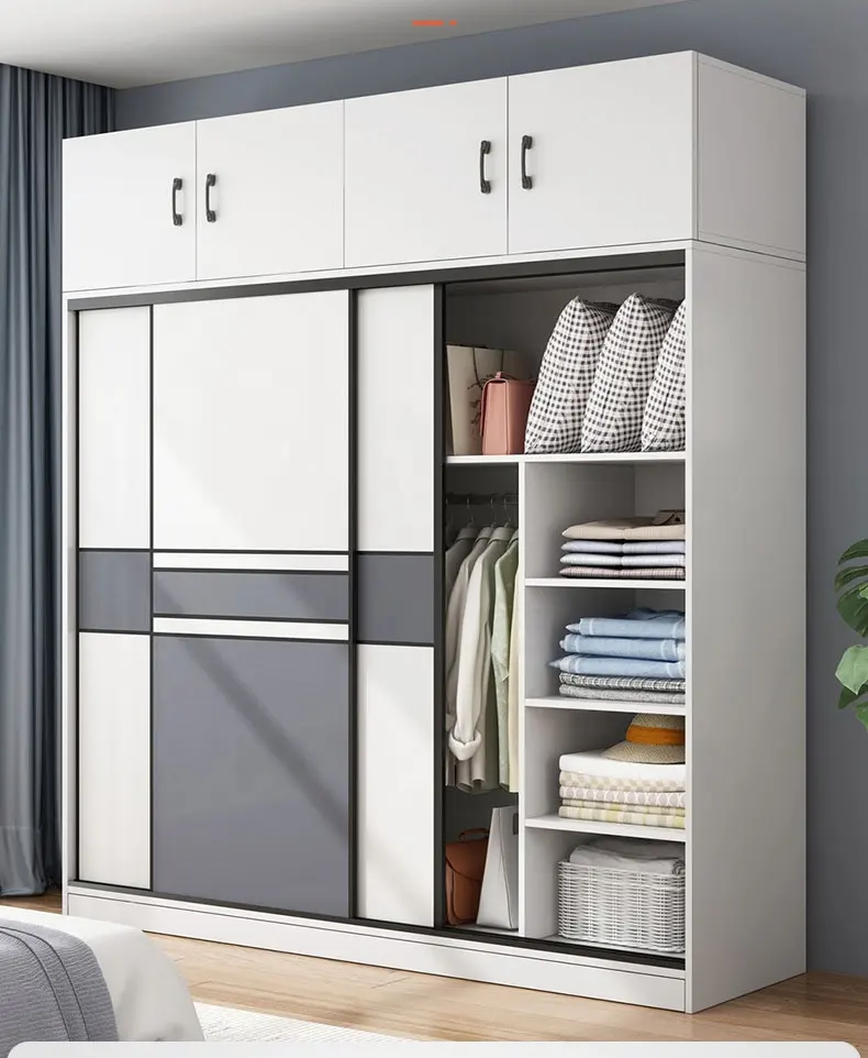 Sliding door closet household bedroom rental room with simple assembly of small storage storage cabinet solid wood closet