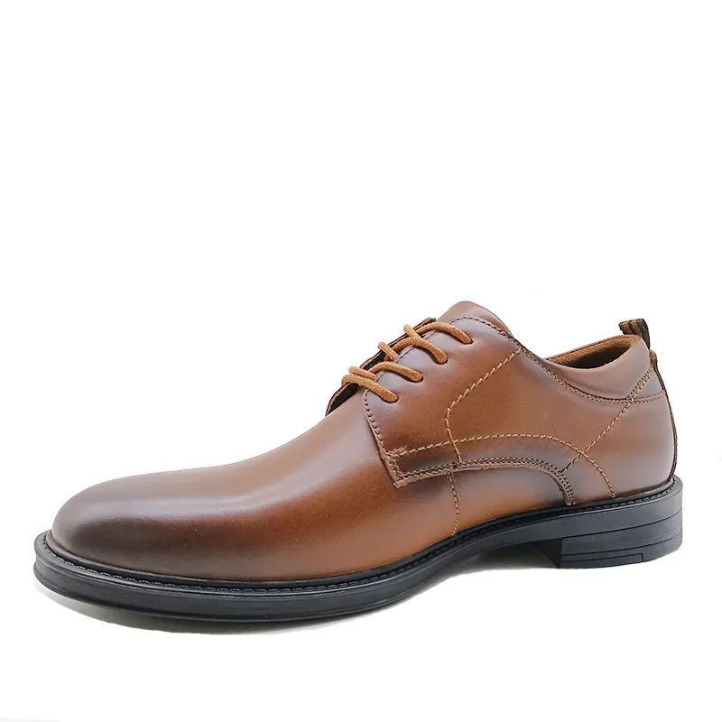 Zapatos con cordones personalizados de fábrica de China, zapatos de cuero genuino Oxford informales de negocios para hombre