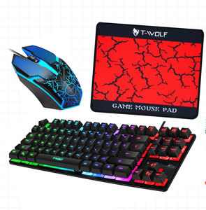 Teclado y ratón LED con cable USB, con alfombrilla de ratón, 3 en 1, Combos para PC, el más barato - Product Image 1