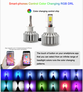 สไตล์ใหม่ RGB V18 ไฟหน้ารถ LED 72W พร้อมคุณสมบัติกันน้ําใช้งานร่วมกับ H7 H13 H4 H8 H11 9005 9006 รุ่น - Product Image 3