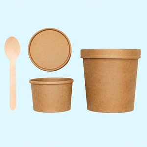 3oz 5oz özel baskılı tek kullanımlık yoğurt kağıt dondurma bardağı kağıt kapaklı kase ve plastik dondurma kaşığı - Product Image 5