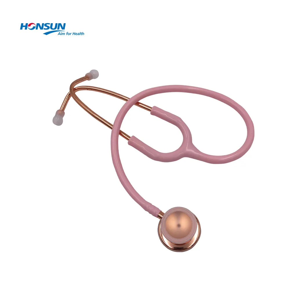 Sell Well HONSUN HS-30J Premium Dual Head Black Rose Gold Pink Precordial Id Tag Best Fetal Stethoscope