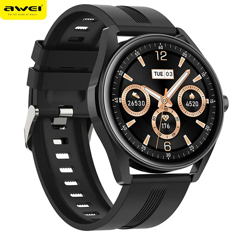 Awei H19 1.39 Inch Rond Ultra-Smal Bezel Ontwerp Lc308 Smartwatch Ip68 Waterdicht Hartslag Bloedzuurstofmonitor Smart Watch