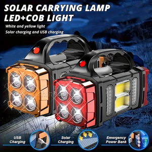 COB đa chức năng Cắm Trại Ngoài Trời Đèn pin USB năng lượng mặt trời có thể sạc lại dẫn ABS cơ thể tìm kiếm di động làm việc Torch đèn pin - Product Image 2