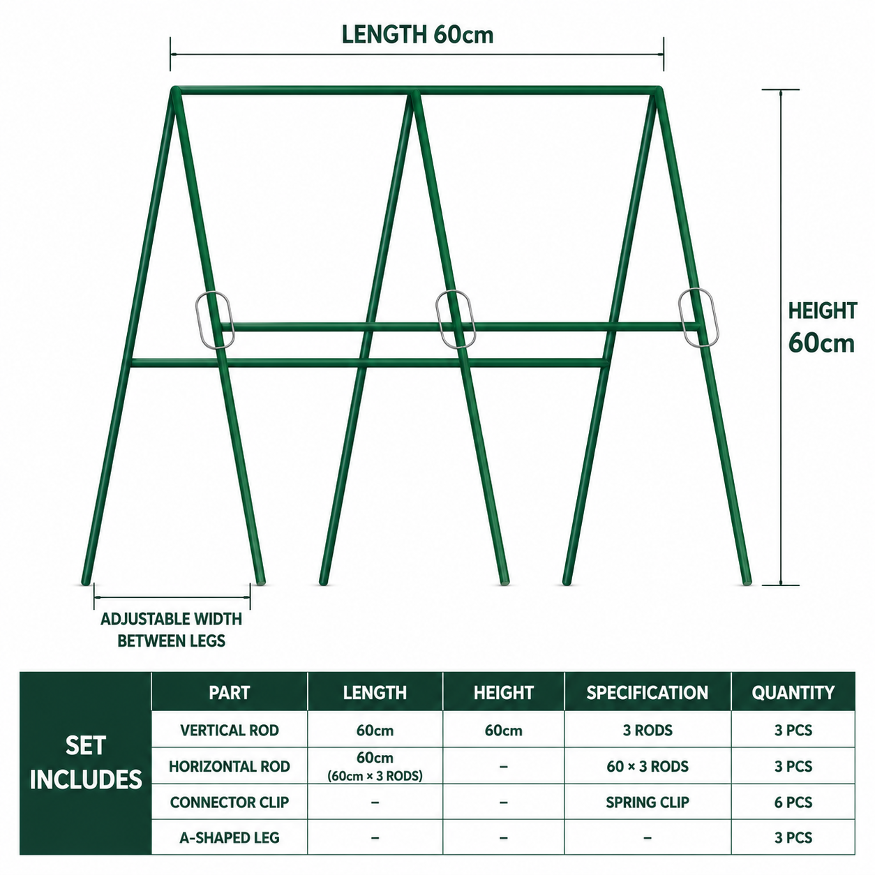 11mm thick (60x60), 3 horizontal, 6 vertical