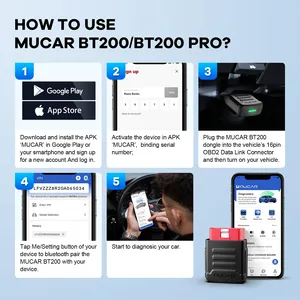 MUCAR BT200 OBD2スキャナー2024フルシステム診断ツールオイルSASリセットワイヤレス車エラーコードリーダーVS Mucar BT200 Pro - Product Image 3