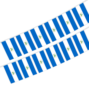 Nicaragua Bunting String Flag 5.5X8 in para decoración de exteriores e interiores (12 uds/Unidad) - Product Image 1