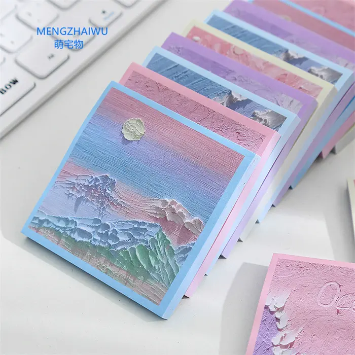 Çin kırtasiye ürünleri ihracat boyama desen tasarım fantezi sevimli dekoratif yapışkan notlar ofis promosyon vintage not defteri