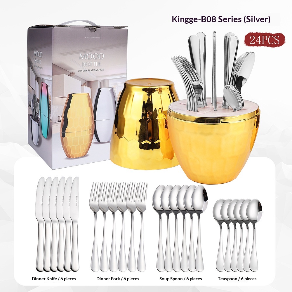 Bouteille dorée à motif diamant argenté, 24 pièces