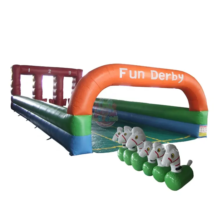 Gioco sportivo gonfiabile personalizzato gonfiato divertente Derby Horse Racing Track in vendita