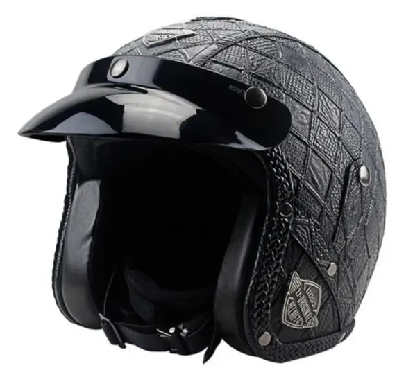 손으로 만든 사계절 성격 레트로 헬멧 배터리 자동차 3 / 4 가을과 겨울 가죽 헬멧 클래식 하프 헬멧