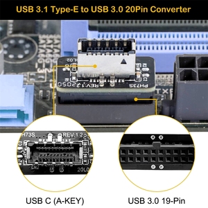 USB 3.1フロントパネルソケットキー-A Type-Eから3.0 20ピンヘッダーコンバータアダプターマザーボード19ピン垂直コネクタ - Product Image 4
