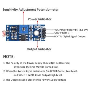 LDR感光センサーモジュール3ピン5MM光依存抵抗器LM393デジタルIC光検出用 - Product Image 6