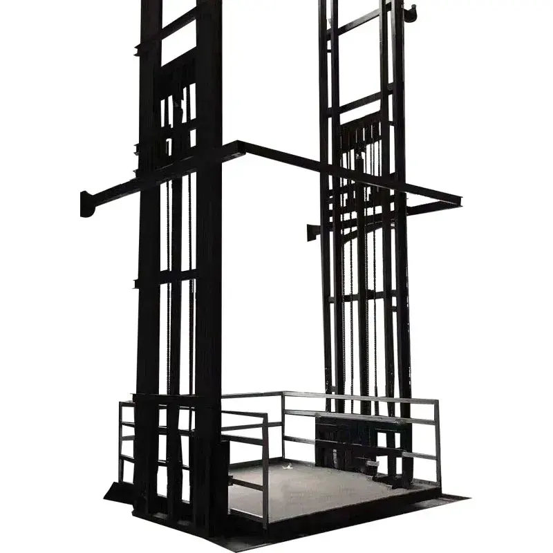 Rail de guidage hydraulique d'entrepôt personnalisé Tricycle à 2 colonnes Ascenseur de fret Ascenseur électrique Chaîne personnalisée fournie
