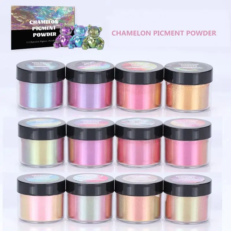 Chameleon Pearl Pigments 5 gr/satz 12-farbe verpackung Mica Powder Magic Color Change For Car Paint Automotive Paints Leathers