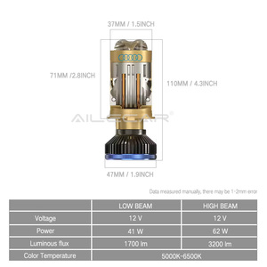Araba LED farlar için Bi H4 LED projektör ampul 62W Mini LED lazer ışık lensi - Product Image 3
