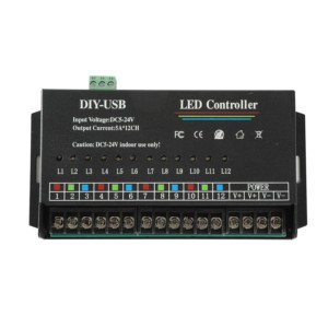 DC5-24V 5Ax12CH DIY usb'li şerit LED programlama denetleyici 12-Channel tek renk RGB şerit 60A için Dimmer LED şeritler