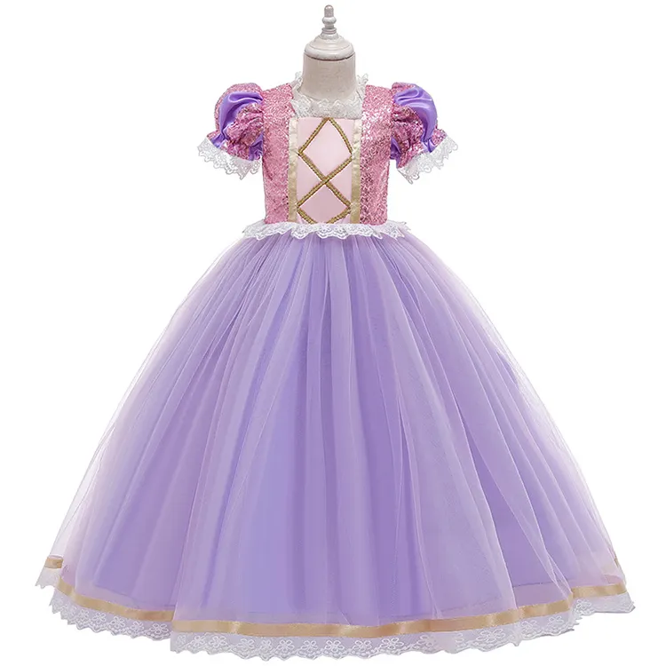 Vestido de princesa de Rapunzel para niñas, falda blanca de nieve, Boutique