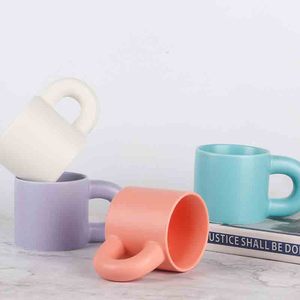 カラフルなセラミックチャンキーマグカップ手作り磁器ミルクティーカップ、ファットハンドル付き - Product Image 2