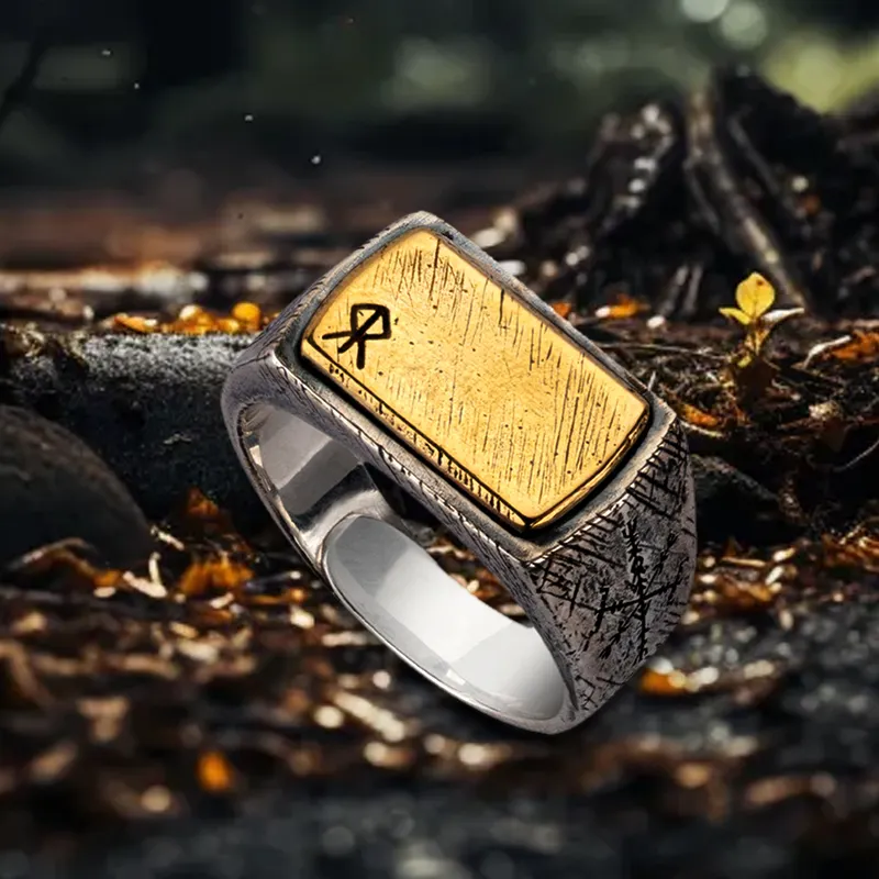 Custom OEM Norse thor's Hammer Ring Gothic Hip Hop moda 925 in argento Sterling Set di gioielli con rune vichinghe in rame