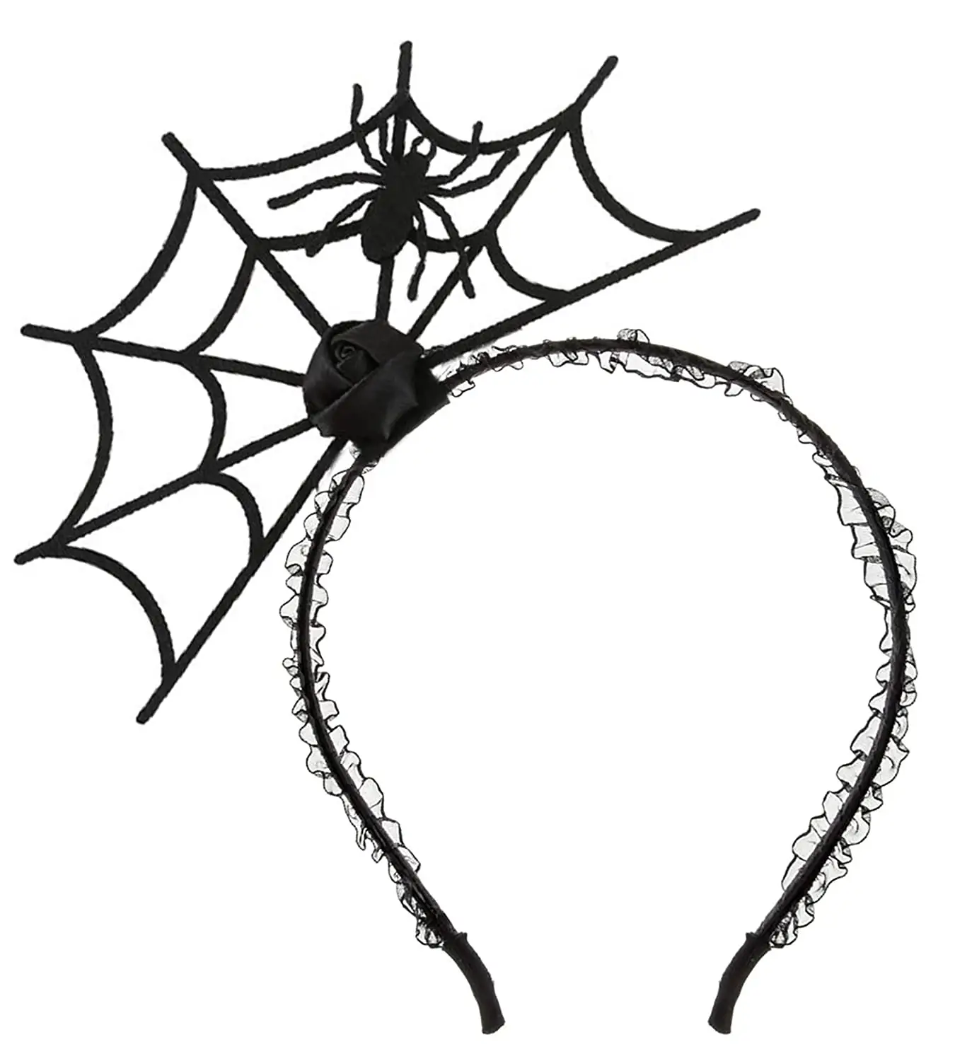 Pafu-Diadema de cabeza para fiesta de Halloween, tocado de araña negra, tocado para Festival, diadema de diablo para Cosplay