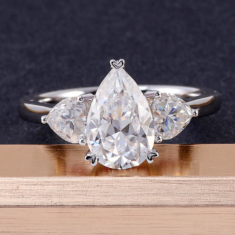 Bague moissanite en or massif 14 carats véritable