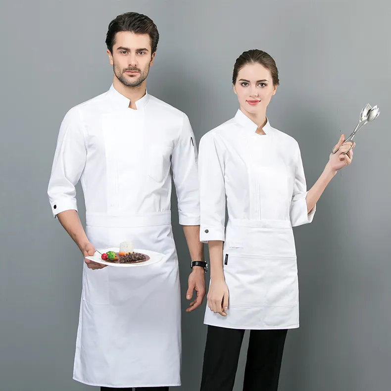 Uniforme regolabile elastica di prezzo competitivo dello Chef esecutivo del prodotto di alta qualità all'ingrosso per l'uniforme dell'hotel della manica intera Unisex