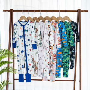 New Arrival Knitted <strong>Bamboo</strong> Fabric Breathable Beautiful <strong>Patterns</strong> <strong>Custom</strong> Printed Baby Clothes Sleepsuit Babies Baby Rompers - Product Image 1