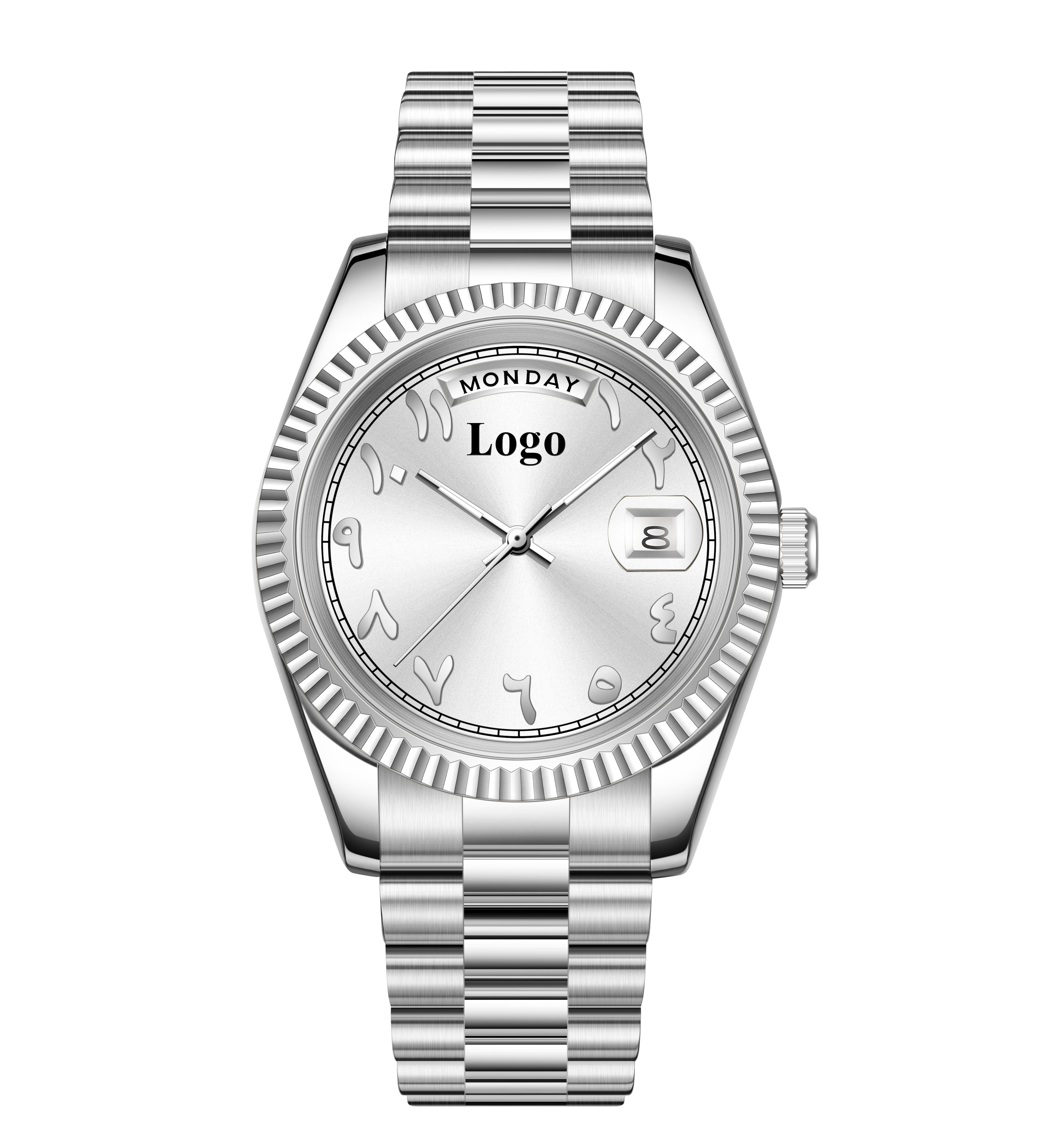 silver white dial
