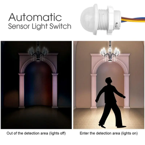 Pequeño interruptor de luz de techo Detector de movimiento Pir temporizador detección inteligente ajustable tira de luz LED sensor de movimiento de 360 grados