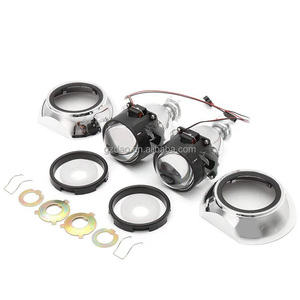 2.5 inç HID Xenon Bi Xenon projektör Lens güçlendirme araba Styling far DIY lamba için H1 ampul ile kefenlerle H4 H7 soket kiti - Product Image 2
