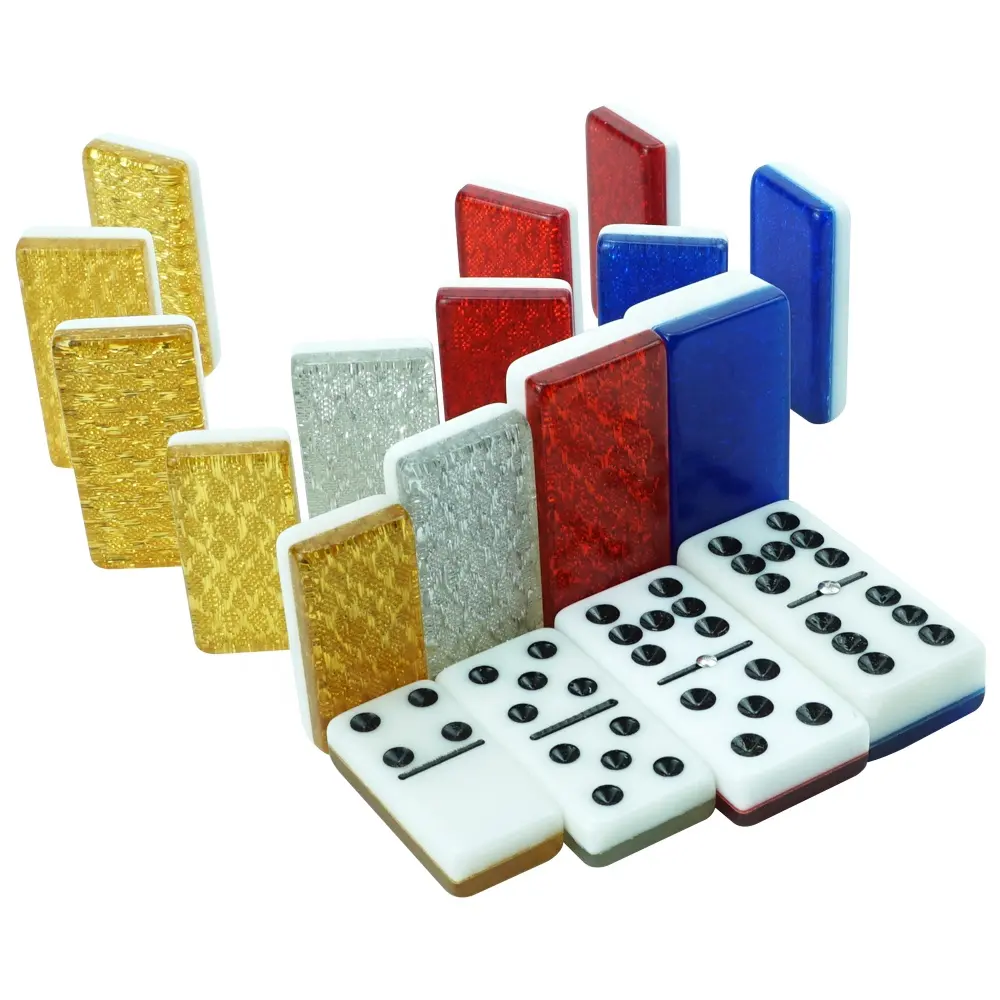 Juego de dominó acrílico de dos tonos para juegos de mesa, set de dominó profesional de varios colores, Doble 6 9 con diferentes modelos, bloques de tamaño para juegos de mesa de casino