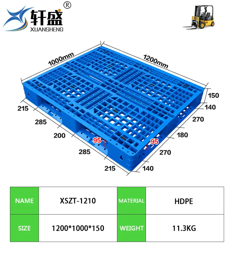 אחסון מחסן NEXARA HDPE 1210 1200*1000*150 מ""מ שדה רשת יורו מגשי משטחים מפלסטיק למלגזה