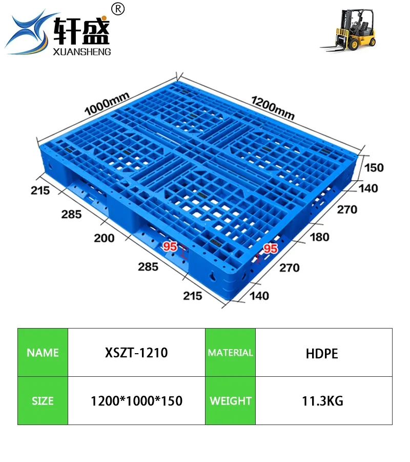 NEXARA gudang penyimpanan HDPE 1210 1200*1000*150mm lapangan Grid Euro plastik palet nampan untuk Forklift