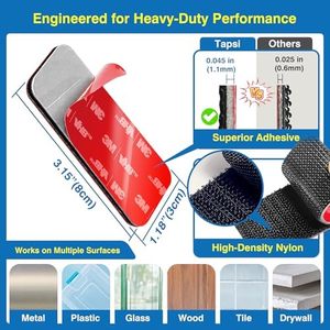 8 Bộ nhiệm vụ nặng nề 1.2x3.2 inch màu đen dính móc vòng Dải 3M cho VHB chịu nhiệt không thấm nước cho trong nhà ngoài trời an toàn - Product Image 5