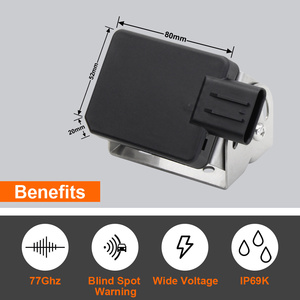77GHz BSD IP69K Asistencia de conducción segura para el coche Sistema de detección de punto ciego Pantalla LED Zumbador Advertencia Radar de onda milimétrica - Product Image 6
