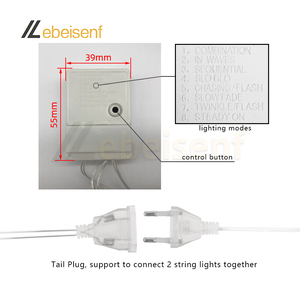 EU AC 220VLEDストリングライトマルチカラーIP67防水5M50LED 10M100LEDテール延長プラグ付きダイナミック8モードコントローラー - Product Image 4