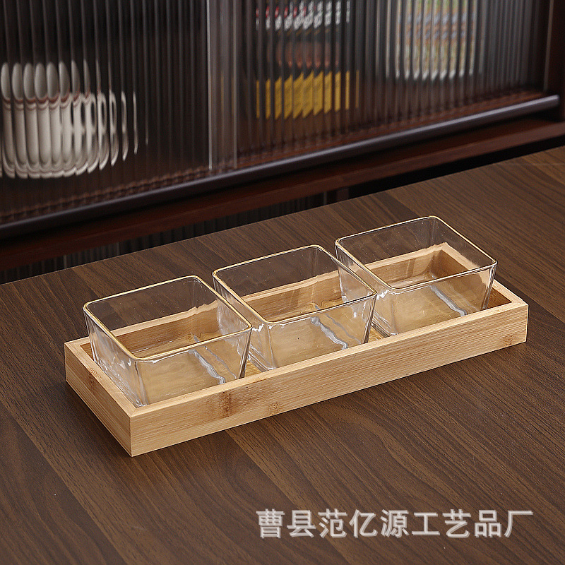 3-section bamboo transparent gold edge